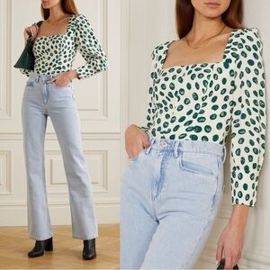 Reformation Calla Print Top, Tapioca, size 6